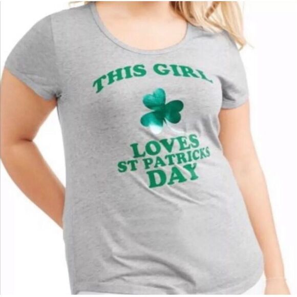 Junior Womens Rocker Girl St Patrick’s Day Shamrock Graphic Tee Shirt Sz L 11/13 - Picture 1 of 2
